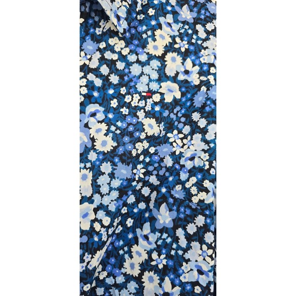 Tommy Hilfiger Womens Sleeveless Floral Shirt Dress Blue White Belted Size 6 - Picture 4 of 7